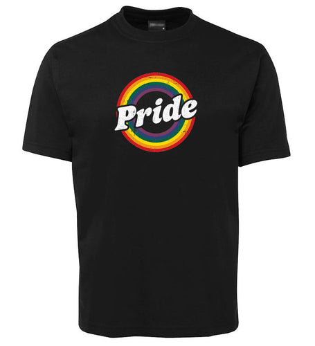 Retro Pride Rainbow Circle Logo Adults T-Shirt