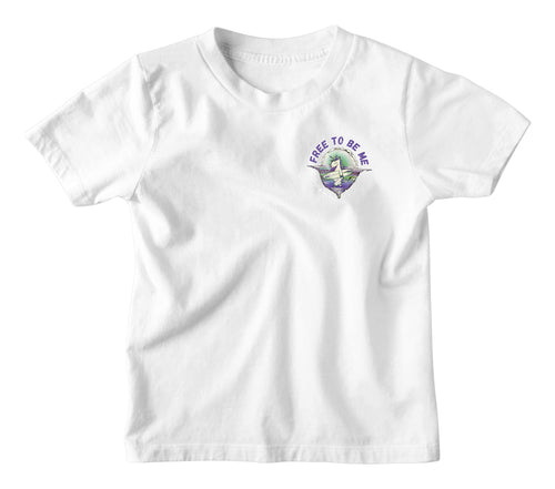 Jila Unicorn - Free To Be Me Small Logo Childrens T-Shirt (White)