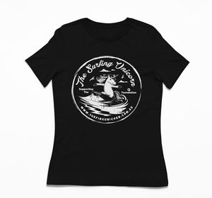 Surfing Unicorn Logo Ladies Fit T-Shirt (Front Print)