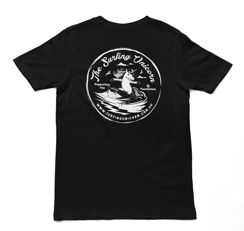 Surfing Unicorn Logo Adults T-Shirt (Back Print)