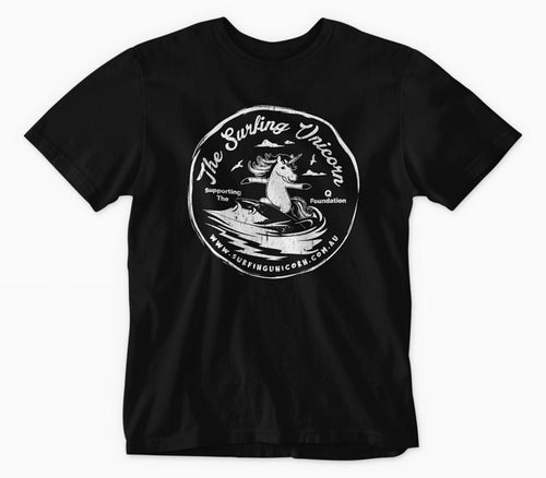 Surfing Unicorn Logo Adults T-Shirt (Front Print)